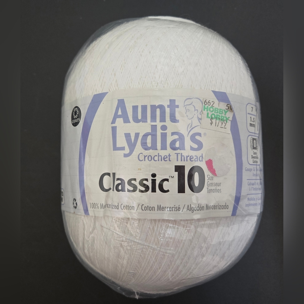 AUNT LYDIA'S CROCHET THREAD 2730 YDS WHITE